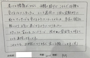 声用紙　肩こりと腰痛　60代